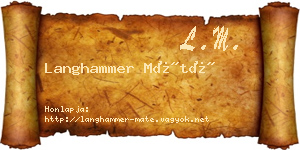 Langhammer Máté névjegykártya